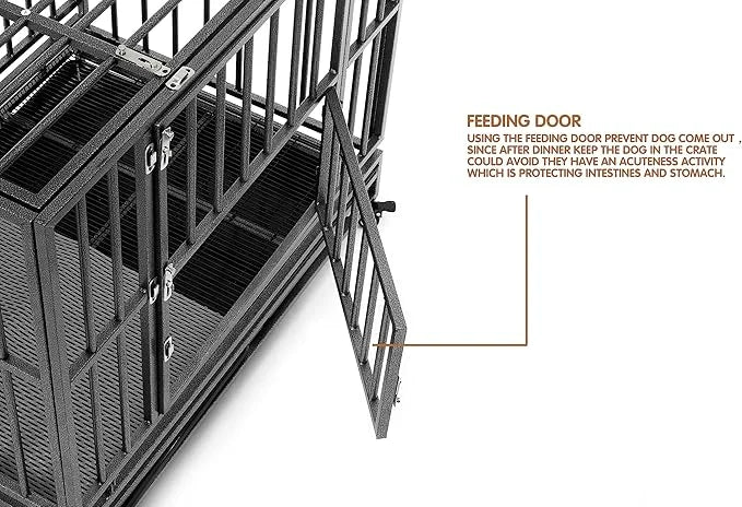 Heavy Duty Extra Large Dog Crate with Wheels - Indestructible 42/46 Inch Chew-Proof, Escape-Proof Kennel for High-Anxiety ...