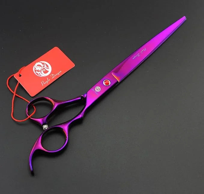 Purple Dragon 8.0 inch Professional Pet Grooming Scissors,Dog Straight Shear, Thinning/Blending Scissor & 2 PCS Curved She...