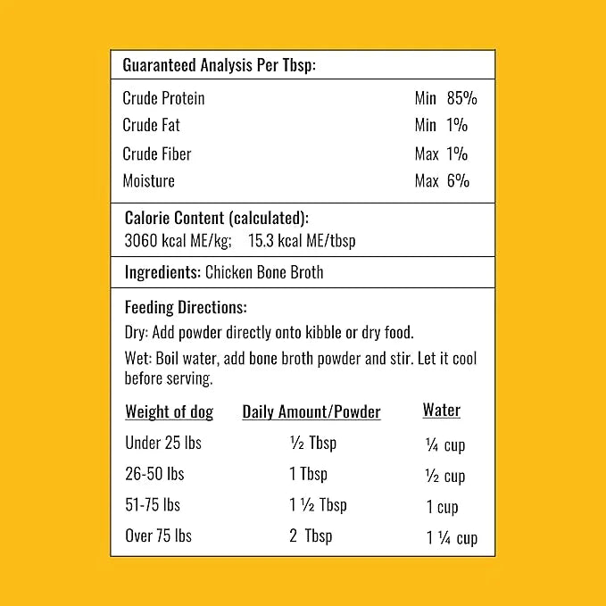 8oz Chicken Bone Broth Powder for Dogs and Cats – Premium Human Grade Chicken Broth Topper for Picky Eaters –Supports Join...