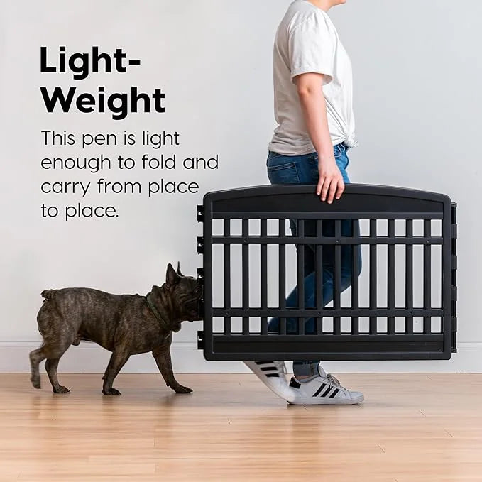 IRIS USA 24" 2-Panel Add-On Panels, Pet Dog Puppy Playpen, Foldable, Customizable, Black - Product Image