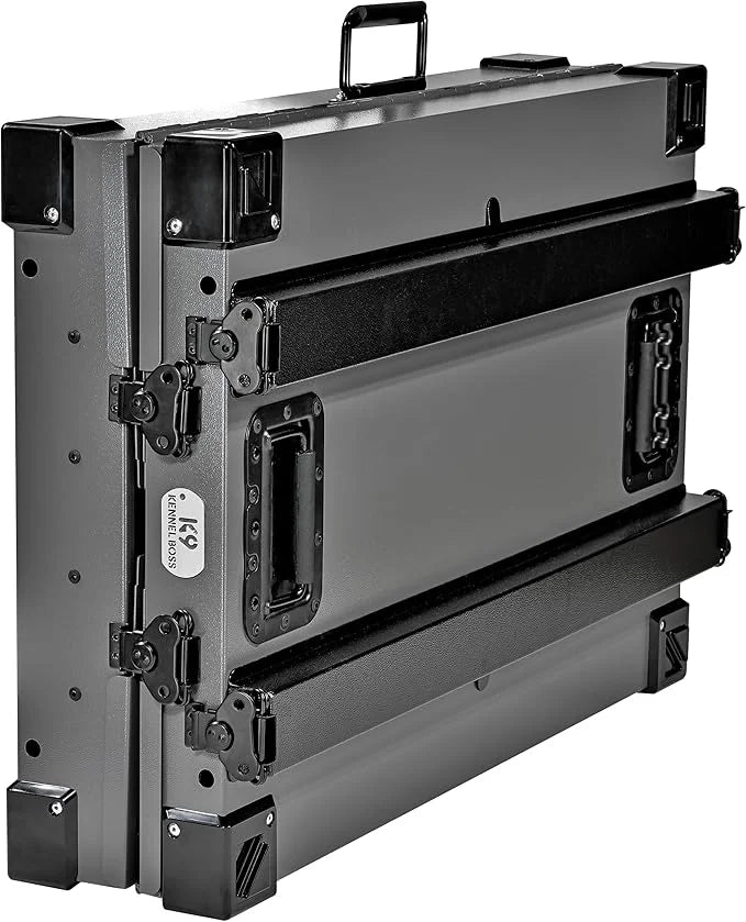Heavy Duty Fully Collapsible Powder-Coated Aluminum Dog Crate - Small (Gray) - Product Image