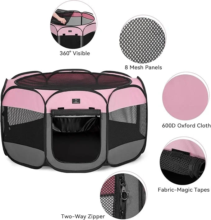 A4Pet Dog Playpen, Pet Playpen Indoor/Outdoor - Portable, Foldable Design - Ideal for Puppies, Kittens, and Small Animals ...