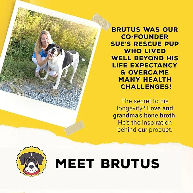 Brutus Bone Broth for Dogs - Bone Broth Powder with Chondroitin Glucosamine & Turmeric - Human Grade Dog Food Toppers for ...