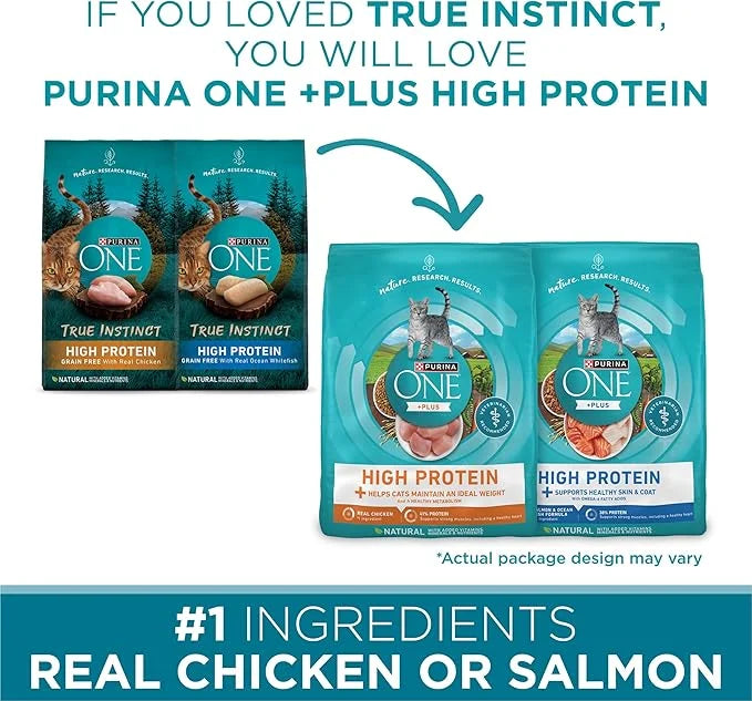 Purina ONE Natural, High Protein, Grain Free Dry Cat Food, True Instinct With Real Chicken - 3.2 lb. Bag - Product Image