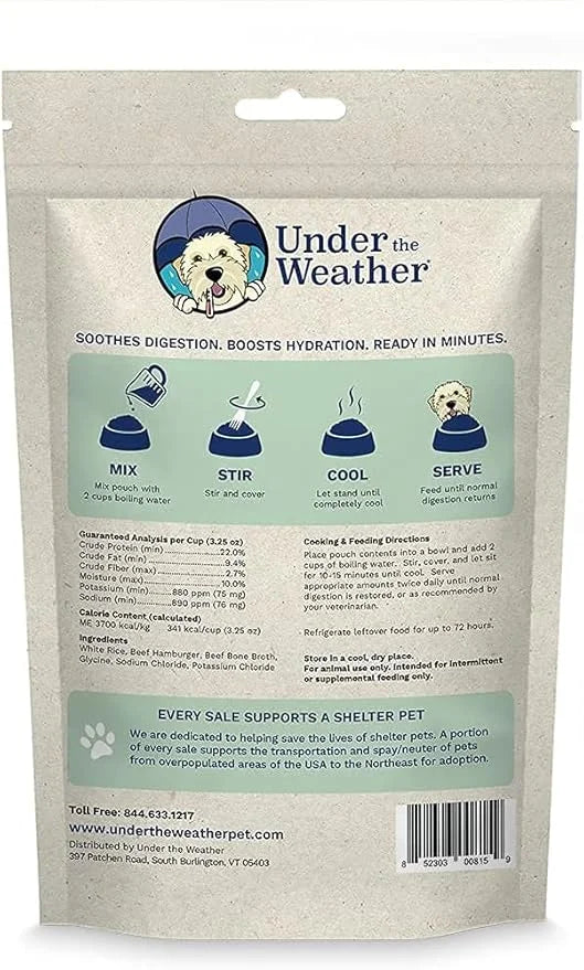 Under the Weather Bland Diet for Dogs | Easy to Digest for Sick Dogs | Always Be Ready | Contains Electrolytes - Natural F...