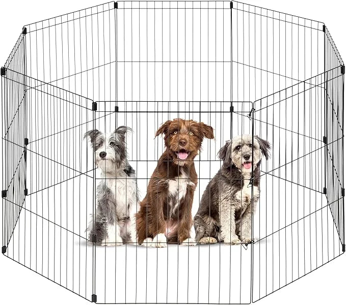IRIS USA Metal Dog Playpen, 8-Panel 36" Pet Playpen, Puppy Playpen, Indoor/Outdoor Dog Fence, 58 x 58 x 36, Foldable, Cust...