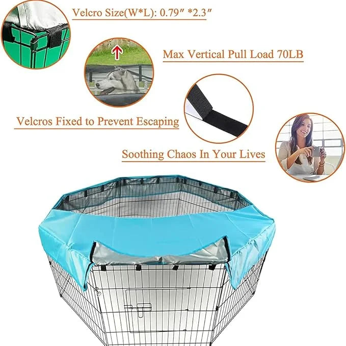 PJYuCien Dog Playpen Mesh Top Cover, Fits 24 Inch 8 Panels Regular Octagon Metal Exercise Pet Pen, Adhesive Tape Connectio...