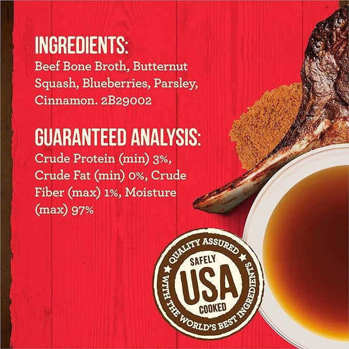 Merrick Grain Free Bone Broth, Premium Human Grade And Gluten Free Dog And Cat Food Topper Pouches, Beef - 16 oz. Pouch - ...