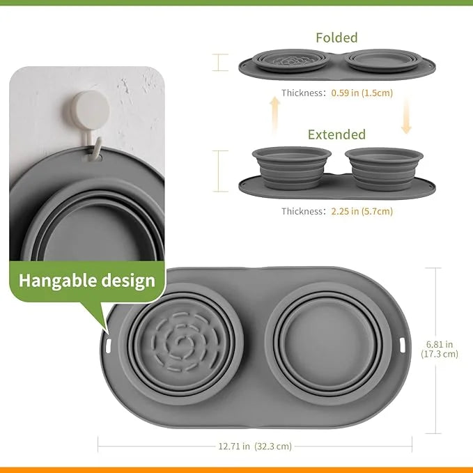 Puppy Dog Bowl,Travel Bowls Dog Food Bowls&Dog Water Bowls,No Spills,Collapsible Double Bowl,Suitable for Small and Medium...