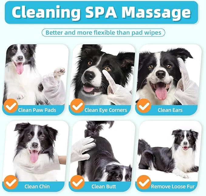Pet Cleaning Wipes Kit For Dogs&Cats Daily Care and Traveling,includes 18 PCS Extra Thick Pet Bathing Glove Wipes,Ear/Teet...