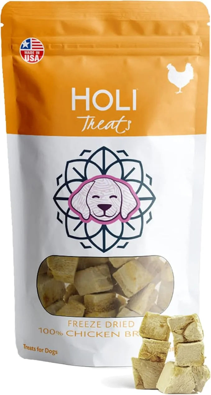 HOLI Freeze Dried Chicken Dog Treats - 100% All Natural Chicken Breast - Human Grade, Single Ingredient - Grain Free, Glut...