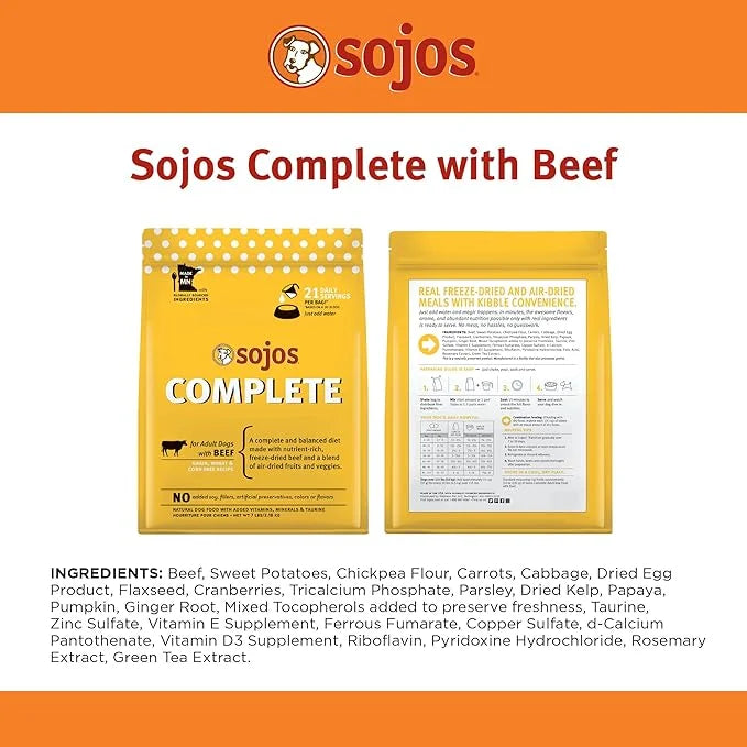 SOJOS Complete Beef Recipe Dehydrated Dog Food, 1.75 lb, Yellow - Product Image