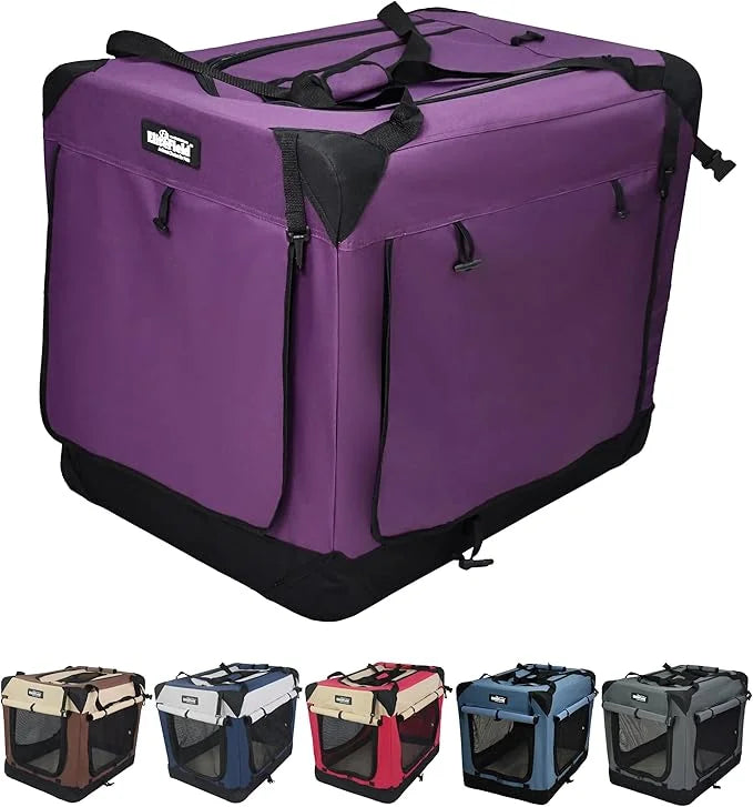 EliteField 4-Door Folding Soft Dog Crate with Curtains, Carrying Bag and Fleece Bed (2 Year Warranty), Indoor & Outdoor Pe...
