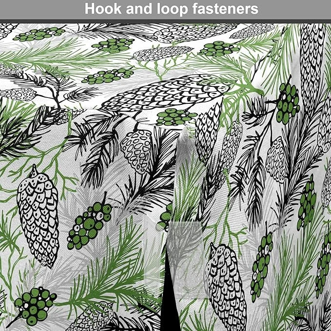 Lunarable Green Xmas Dog Crate Cover, Pine Cones and Holiday Theme Plants Fir Tree Motifs Print, Easy to Use Pet Kennel Co...
