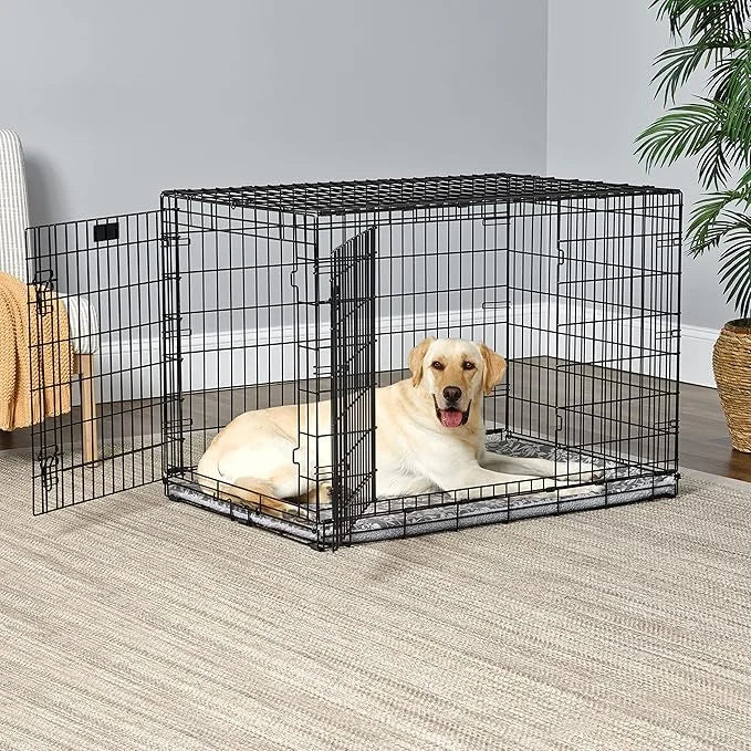 MidWest Homes for Pets Quiet Time Reversible Crate Pan Cover 42' Gray Floral/Fleece - Product Image