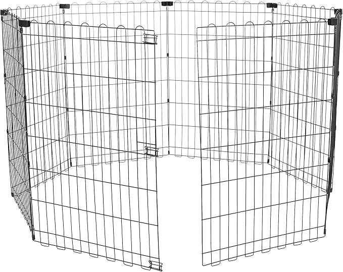 Amazon Basics Foldable Octagonal Metal Exercise Dog Playpen - Indoor/Outdoor, No Door, Medium (8 Panels, 24 x 36), Easy to...
