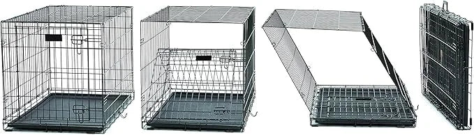 MidWest Homes for Pets Newly Enhanced Single & Double Door iCrate Dog Crate, Includes Leak-Proof Pan, Floor Protecting Fee...