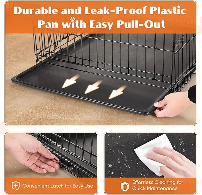 Sweetcrispy 24-Inch Single-Door Dog Crate–Durable Metal Pet Kennel with Secure Lock, Foldable Design, Removable Tray for E...