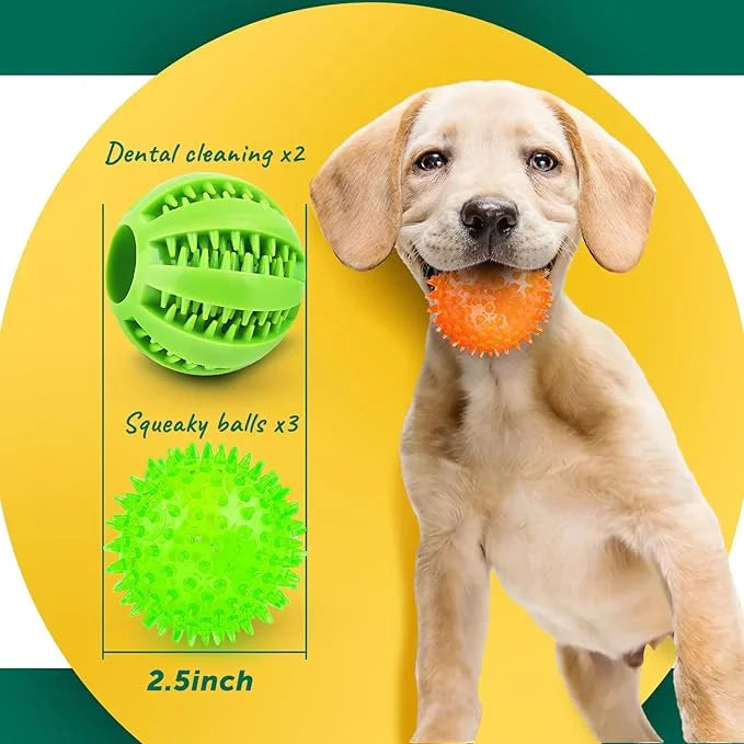 2 Different Functions Interactive Balls for Dogs 2.5” Squeaky Dog Balls Toys and Puppy Teething Chew Toy Balls for Small D...