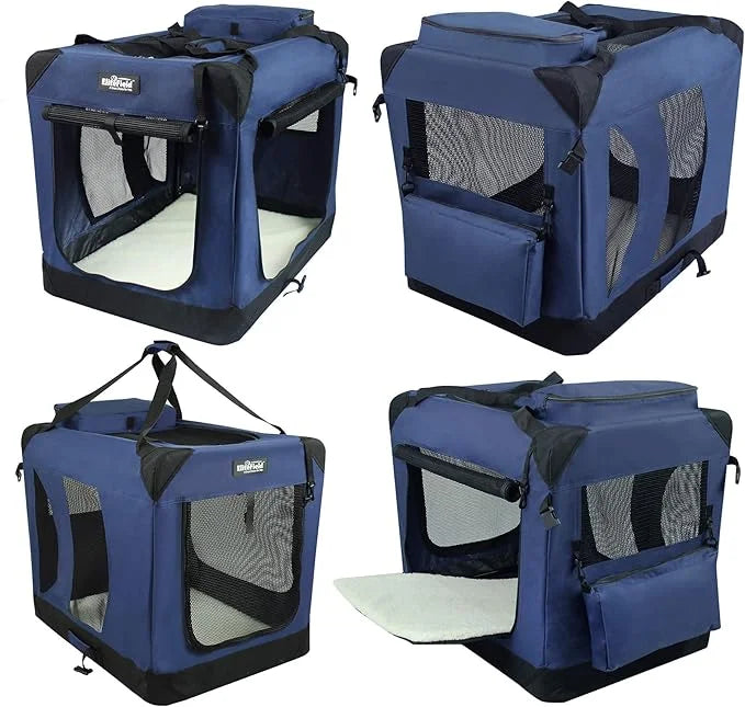 EliteField 3-Door Folding Soft Dog Crate with Carrying Bag and Fleece Bed (2 Year Warranty), Indoor & Outdoor Pet Home (20...