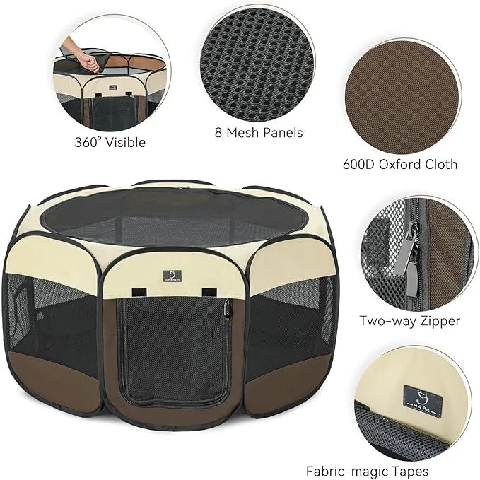 A4Pet Portable Foldable Pet Playpen, Dog Playpen Indoor/Outdoor - Ideal for Puppies, Cats, Rabbits - Removable Zipper & Co...