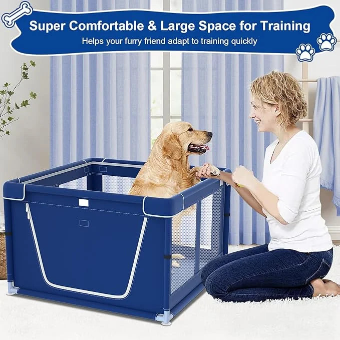 42x42x26 Inches Puppy Playpen with Gate, Small Dog & Puppy Playpen for Indoor & Outdoor, Sturdy Safety Dog Crate with Dura...