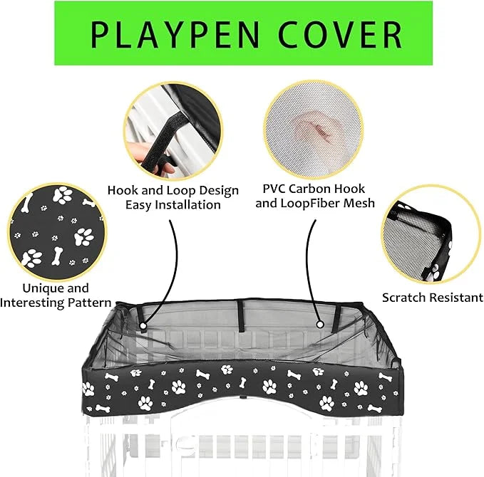 2 Pack Dog Playpen Cover and Bottom Pad Fits for 36 Inch 4 Panels Pet Playpen, Dog Crate Pad Puppy Play Pen Cover, Hoop an...