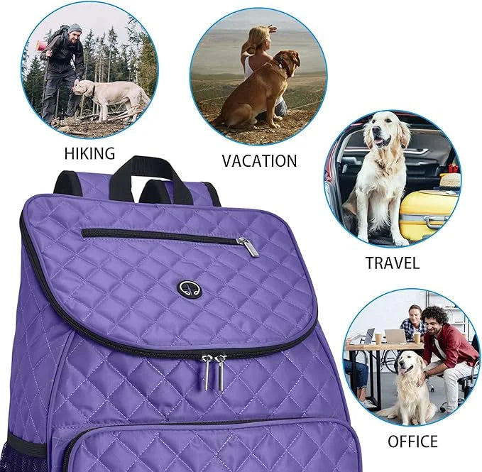 BAGLHER Dog Travel Bag Airline Approved Pet Supplies Backpack, Dog Travel Backpack with 2 Silicone Collapsible Bowls and 2...