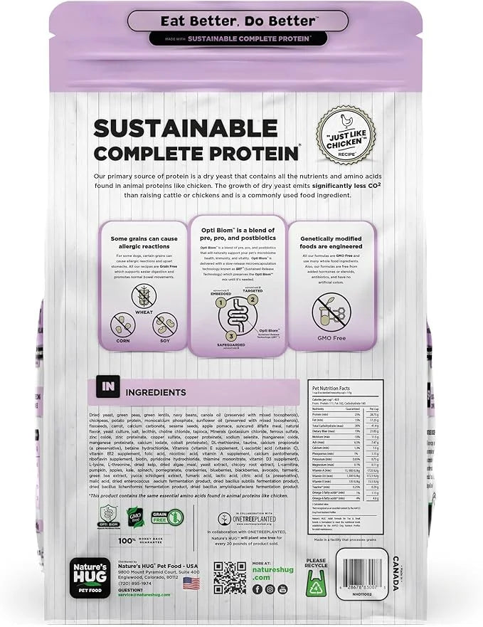 Nature's HUG Dry Dog Food, for Adult-Toy & Small Breeds, 5 lb. Bag, Chicken Flavor Plant-Based Protein Vegetarian Kibble, ...