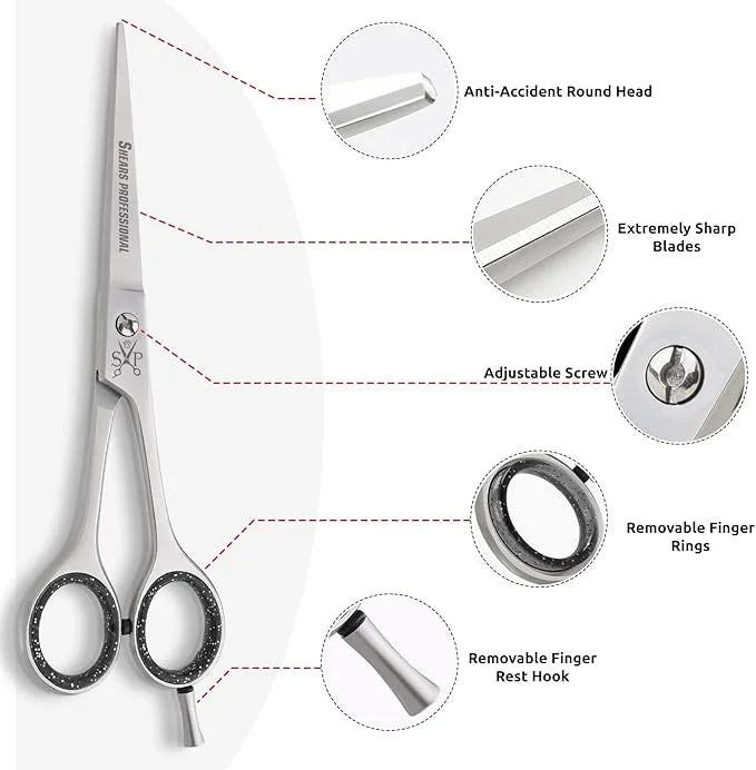 Hair Cutting Scissors, All Purpose 7 Inch Stainless Steel, Sharp Edge Blades, Dog Grooming Scissors, Hair Shears for Barbe...