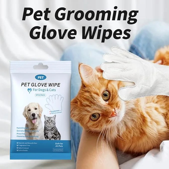 Pet Grooming Glove Wipes, Pet Bathing Wipes, PET Cleaning Deodorizing Bathing Wipes for Dogs & Cats, Cleaning Gloves for D...