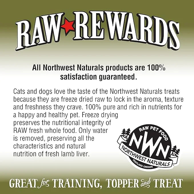 Northwest Naturals Raw Rewards Freeze-Dried Lamb Liver Treats for Dogs and Cats - Bite-Sized Pieces - Healthy, 1 Ingredien...
