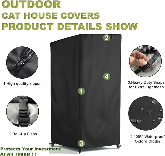 Outdoor Cat House Cover, Super Waterproof Feral Cattery Cat Cover, Cat Enclosure Cover, 600 D Heavy Duty Rain Sheet ,, 32x...