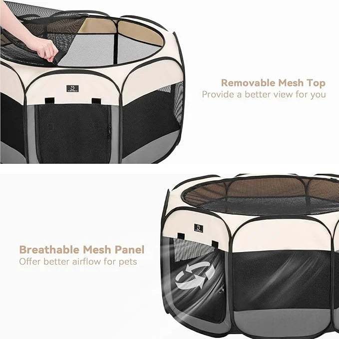 A4Pet Portable Dog Playpen, Pop Up Dog Playpen Indoor/Outdoor, Pet Playpen for Cats, Dogs - Removable Zipper & Collapsible...