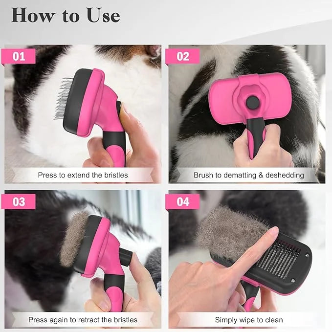Swihauk Self Cleaning Slicker Brush for Dogs & Cats - Skin Friendly Grooming, Deshedding, Hair Removal for Puppies & Long/...