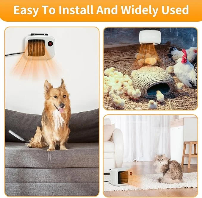 Rypet Dog House Heater with Thermostat, 200W/400W Safe Heater for Dog House Outdoor with 6 Ft Anti Chew Cord, Wall Mounted...
