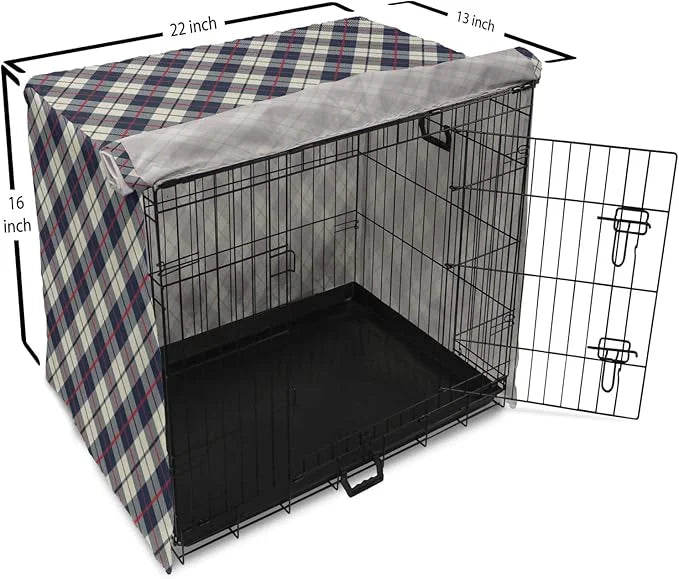 Lunarable Plaid Dog Crate Cover, Celtic Fashion Diagonal Retro Style Classical Irish Culture Inspiration, Easy to Use Pet ...