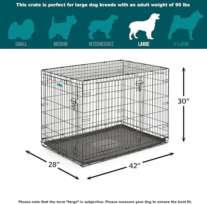 MidWest Homes for Pets Newly Enhanced Single & Double Door iCrate Dog Crate, Includes Leak-Proof Pan, Floor Protecting Fee...