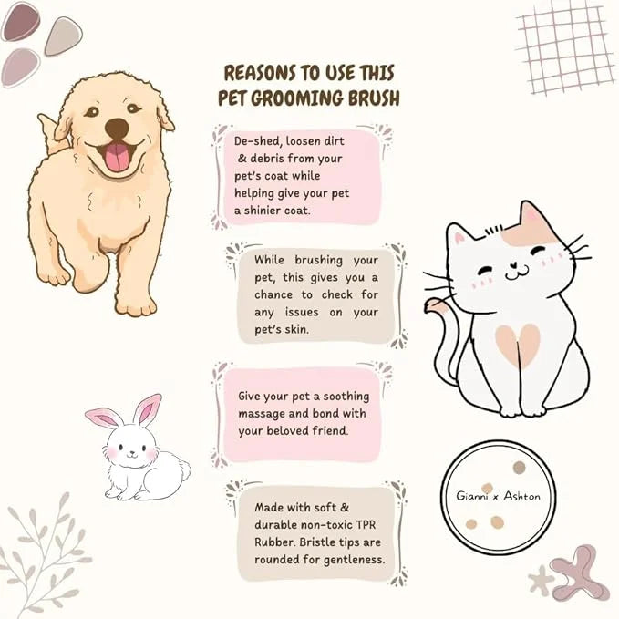 1 Dog Grooming Brush & 1 Dog Bath Shampoo Brush Set - Colors Chosen at Random - Product Image