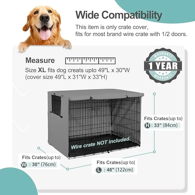 Explore Land 48 inch Gray Dog Crate Cover Bundle with 46 inch Dog Bed Cover - Product Image