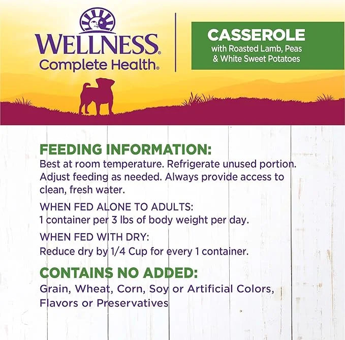 Wellness Petite Entrées Casserole with Roasted Lamb, Peas & White Sweet Potatoes, 3-Ounce Cup (Pack of 12) - Product Image