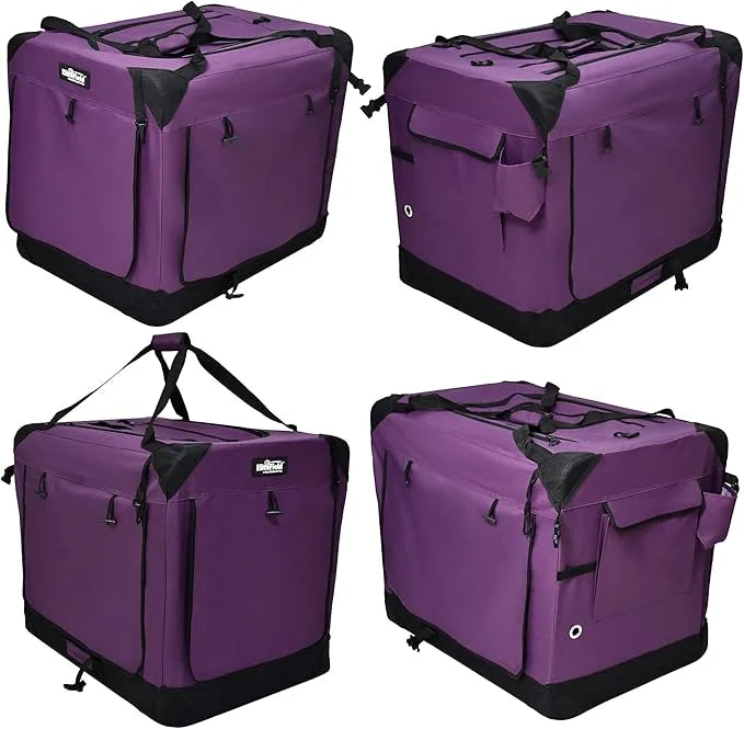 EliteField 4-Door Folding Soft Dog Crate with Curtains, Carrying Bag and Fleece Bed (2 Year Warranty), Indoor & Outdoor Pe...