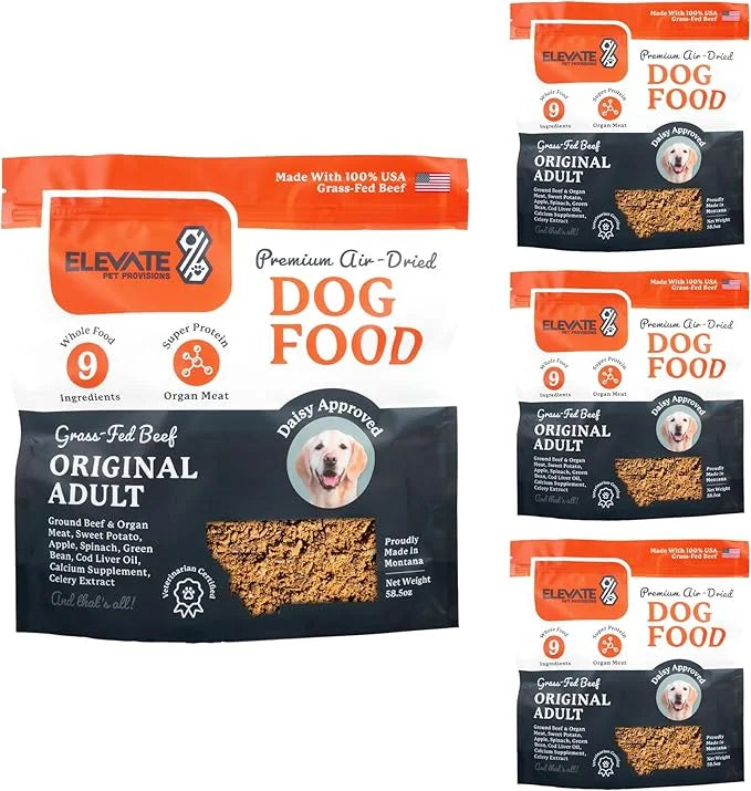 100% Human Grade Air Dried Dog Food - All Natural - USA Grass Fed Beef - Limited Ingredient Dog Food - Grain Free - Dehydr...