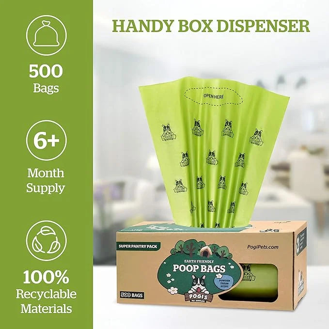 Pogi's Poop n' Wipe Combo - 500 Dog Poop Bags and 100 Plant-based Grooming Wipes Bundle - Product Image