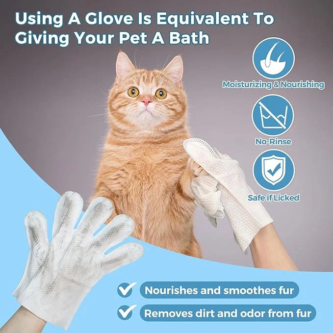 Vannon Extra Thick Pet Bathing Wipes for Dogs & Cats, Cleaning & Odor-Controlling Grooming Gloves, Nourish Fur Glove Wipes...