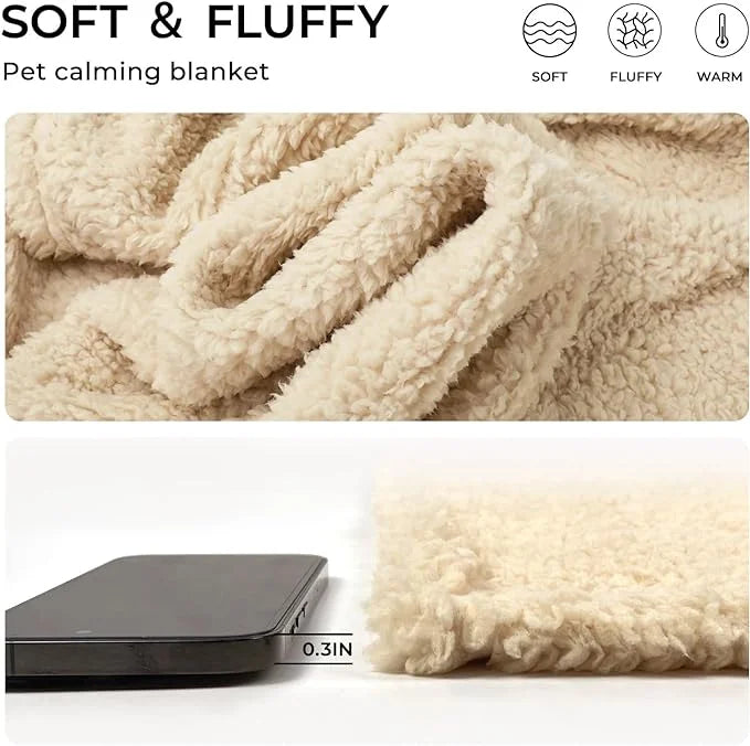 1 Pack 3 Calming Blankets Fluffy Premium Fleece Pet Blanket Soft Sherpa Throw for Dog Puppy Cat Beige Medium (30" x20'') -...