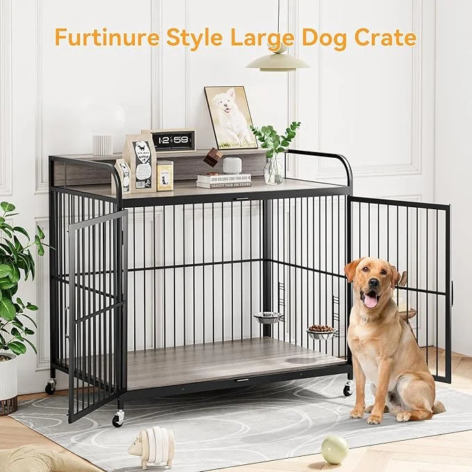 GAOMON 48" Dog Kennel Furniture for Large Dogs,Large Dog Crate, Wooden Heavy Duty, Dog Crate Indoor with Adjustable Height...