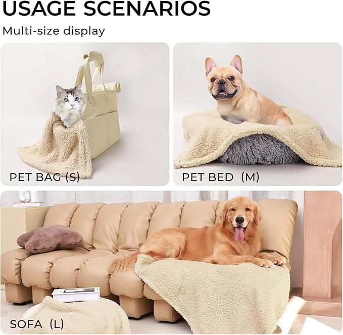 1 Pack 3 Calming Blankets Fluffy Premium Fleece Pet Blanket Soft Sherpa Throw for Dog Puppy Cat Beige Medium (30" x20'') -...