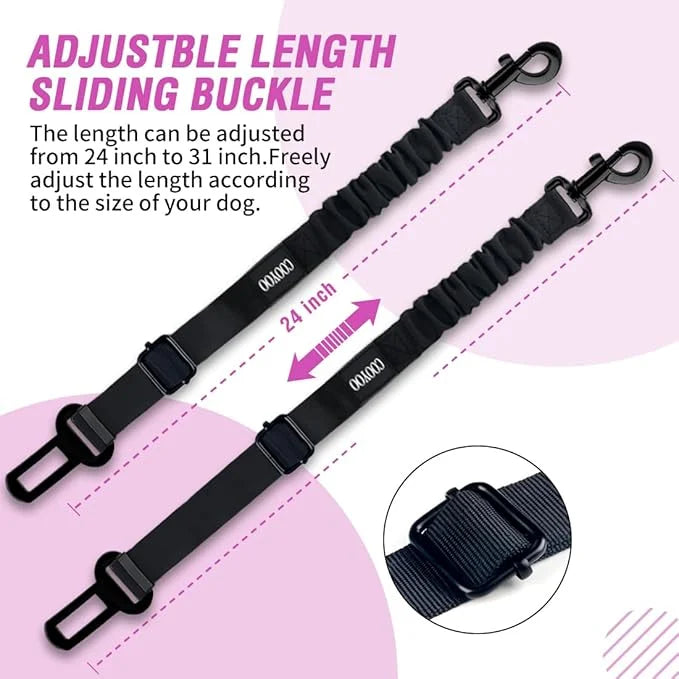COOYOO Dog Seat Belt,3 Piece Set Retractable Dog Car Harness Adjustable Dog Seat Belt for Vehicle Nylon Pet Safety Seat Be...