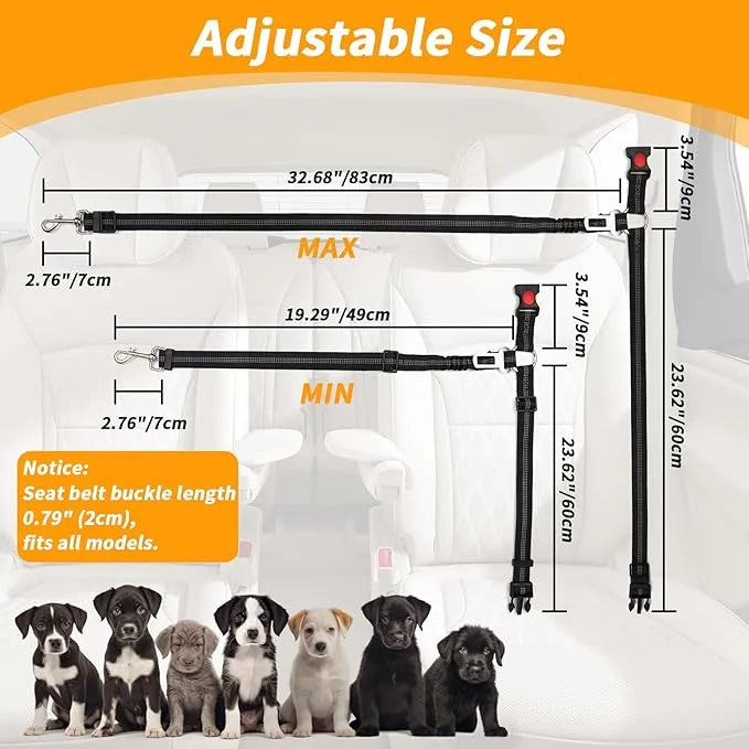 4-in-1 Removable Dog Seat Belt for Car: Adjustable Pet Car Harness, Retractable Dog Car Harness Seatbelt with Poop Bag and...